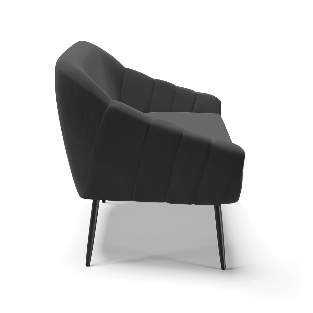 Namoradeira 02 Lugares Giovana Suede Preto Pés Palito de Ferro - D'Rossi