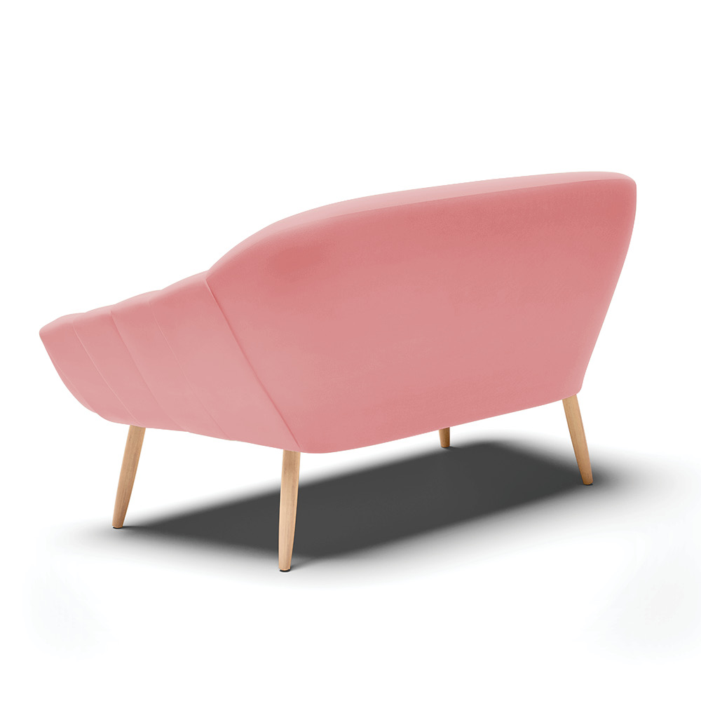 Namoradeira 02 Lugares Giovana Suede Rosê Pés Palito Natural - D'Rossi