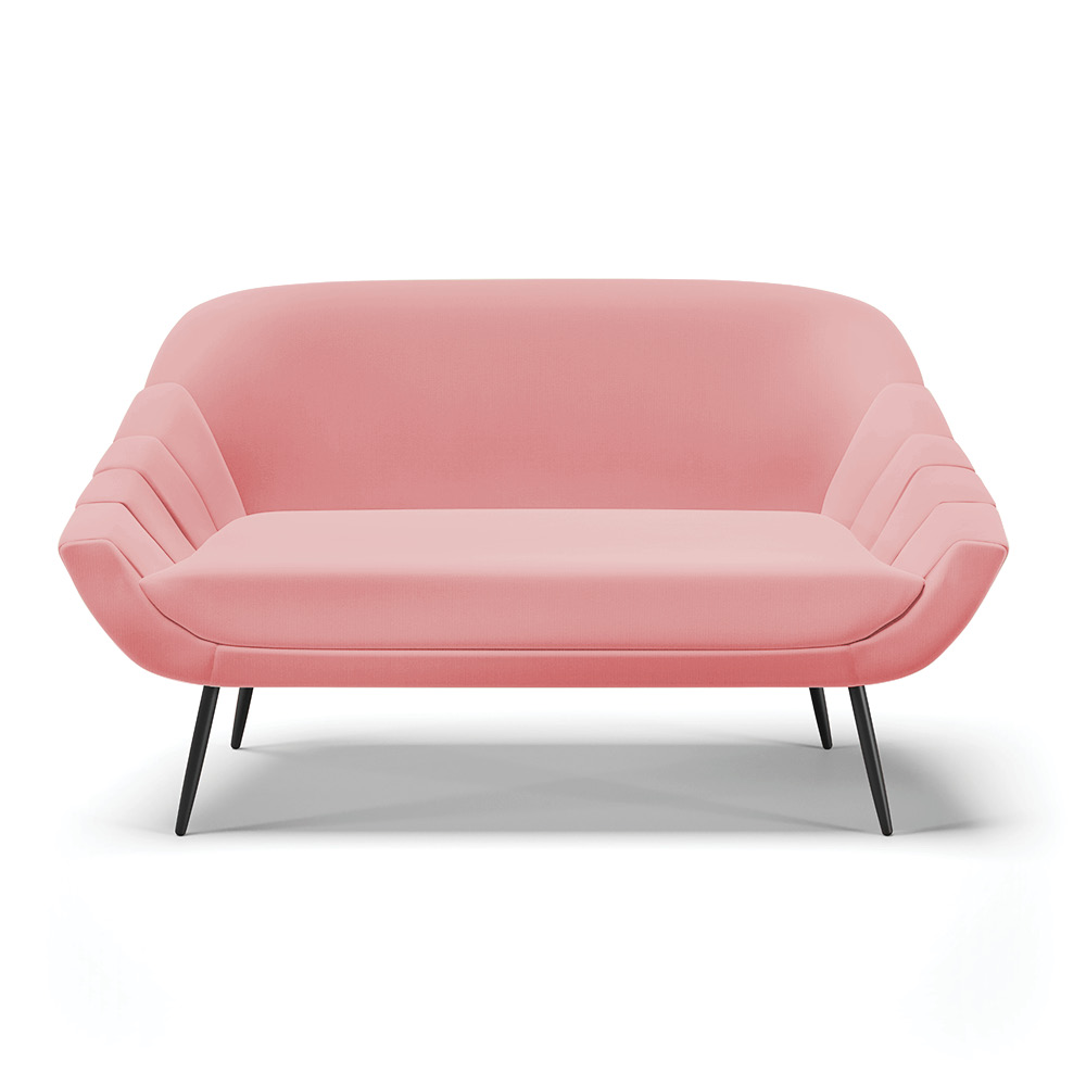 Namoradeira 02 Lugares Giovana Suede Rosê Pés Palito de Ferro - D'Rossi