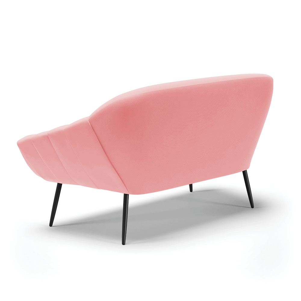 Namoradeira 02 Lugares Giovana Suede Rosê Pés Palito de Ferro - D'Rossi