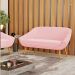 Namoradeira 02 Lugares Giovana Suede Rosa Bebê Pés Palito Castanho - D'Rossi