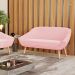 Namoradeira 02 Lugares Giovana Suede Rosa Bebê Pés Palito Natural - D'Rossi