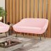 Namoradeira 02 Lugares Giovana Suede Rosa Bebê Pés Palito de Ferro - D'Rossi