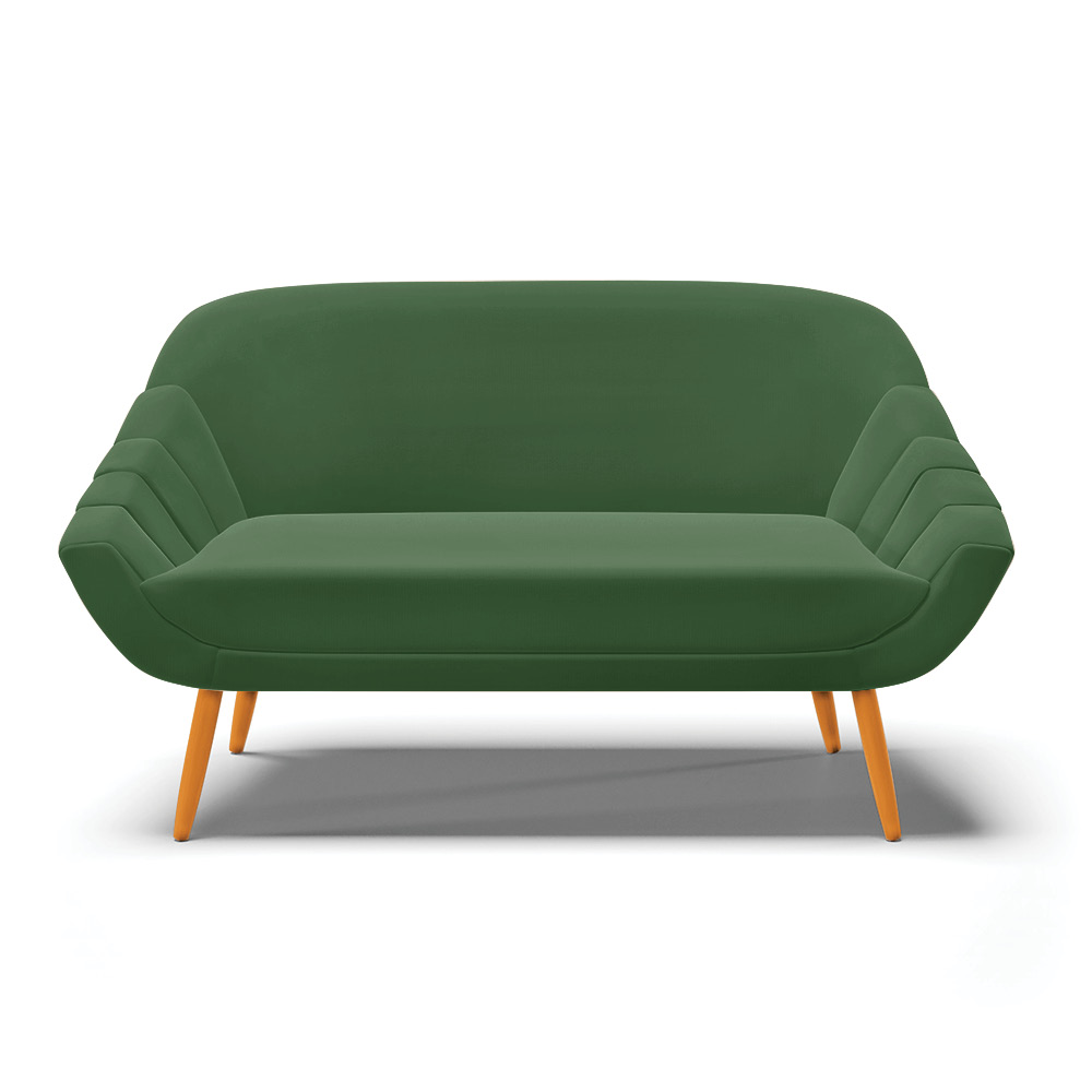 Namoradeira 02 Lugares Giovana Suede Verde Pés Palito Castanho - D'Rossi