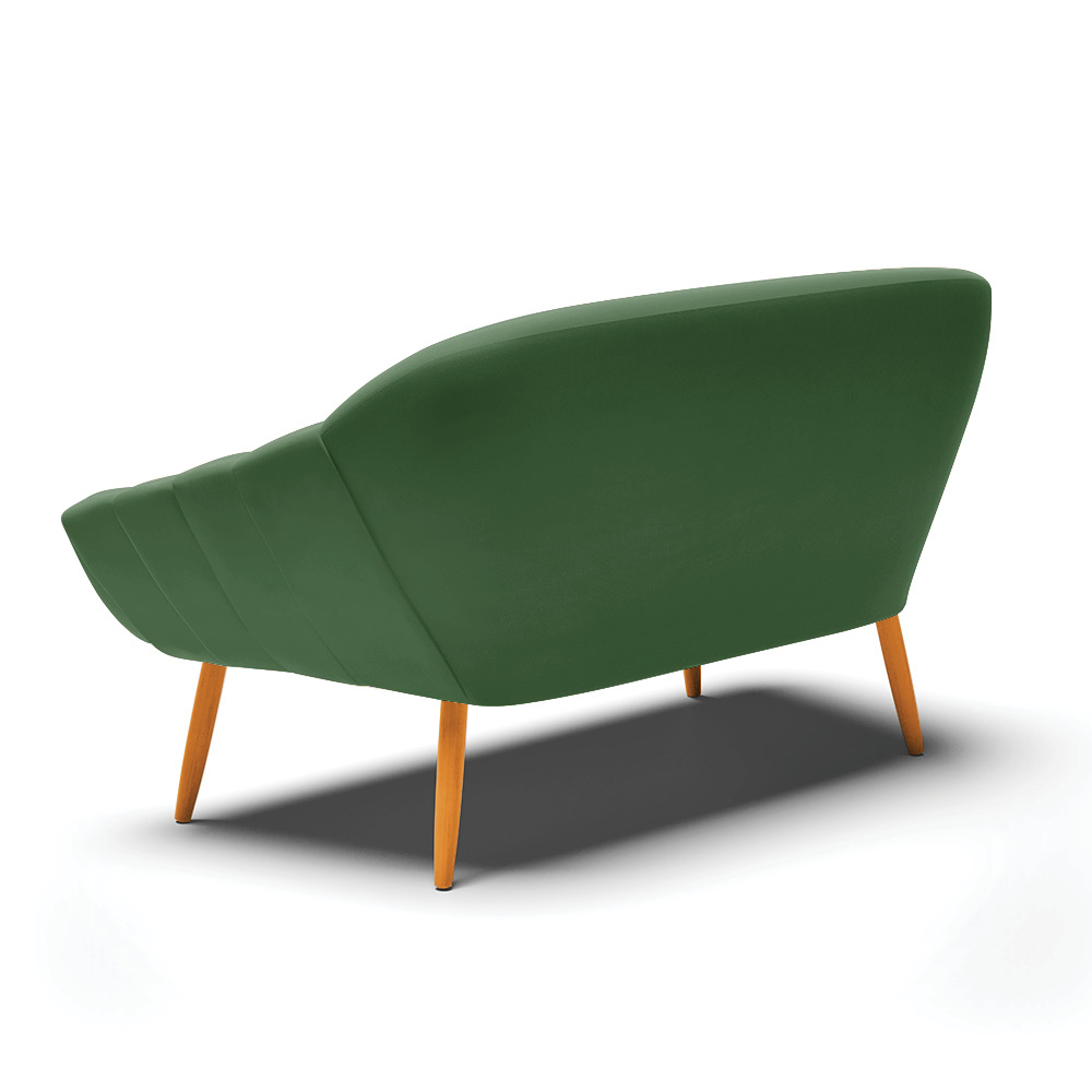 Namoradeira 02 Lugares Giovana Suede Verde Pés Palito Castanho - D'Rossi