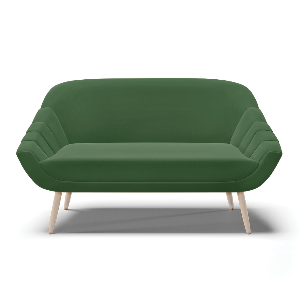 Namoradeira 02 Lugares Giovana Suede Verde Pés Palito Natural - D'Rossi
