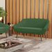 Namoradeira 02 Lugares Giovana Suede Verde Pés Palito de Ferro - D'Rossi