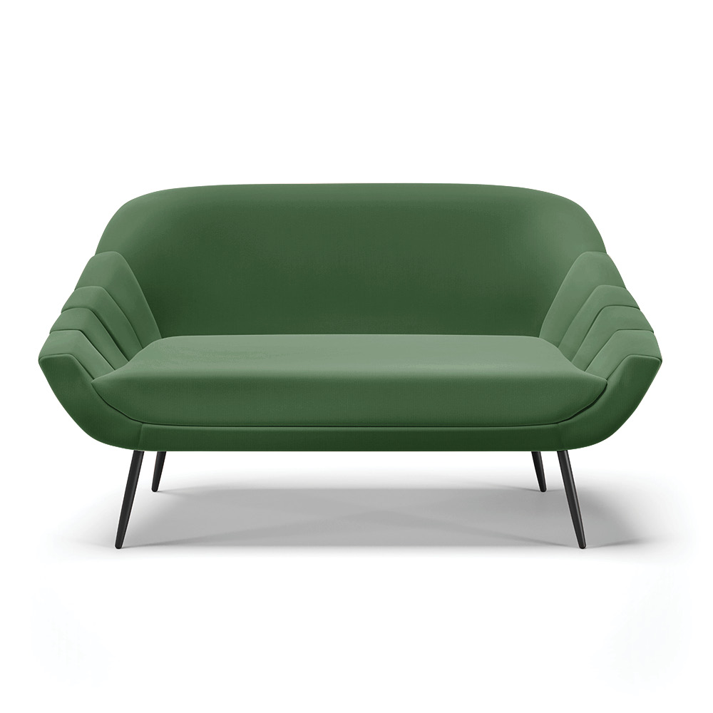 Namoradeira 02 Lugares Giovana Suede Verde Pés Palito de Ferro - D'Rossi