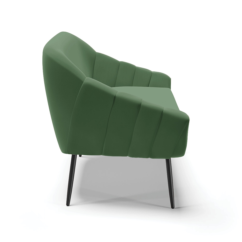 Namoradeira 02 Lugares Giovana Suede Verde Pés Palito de Ferro - D'Rossi