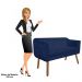 Namoradeira 02 Lugares Julia Suede Azul Marinho 140 cm Pés Palito Castanho D'Rossi