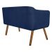 Namoradeira 02 Lugares Julia Suede Azul Marinho Pés Palito Castanho D'Rossi