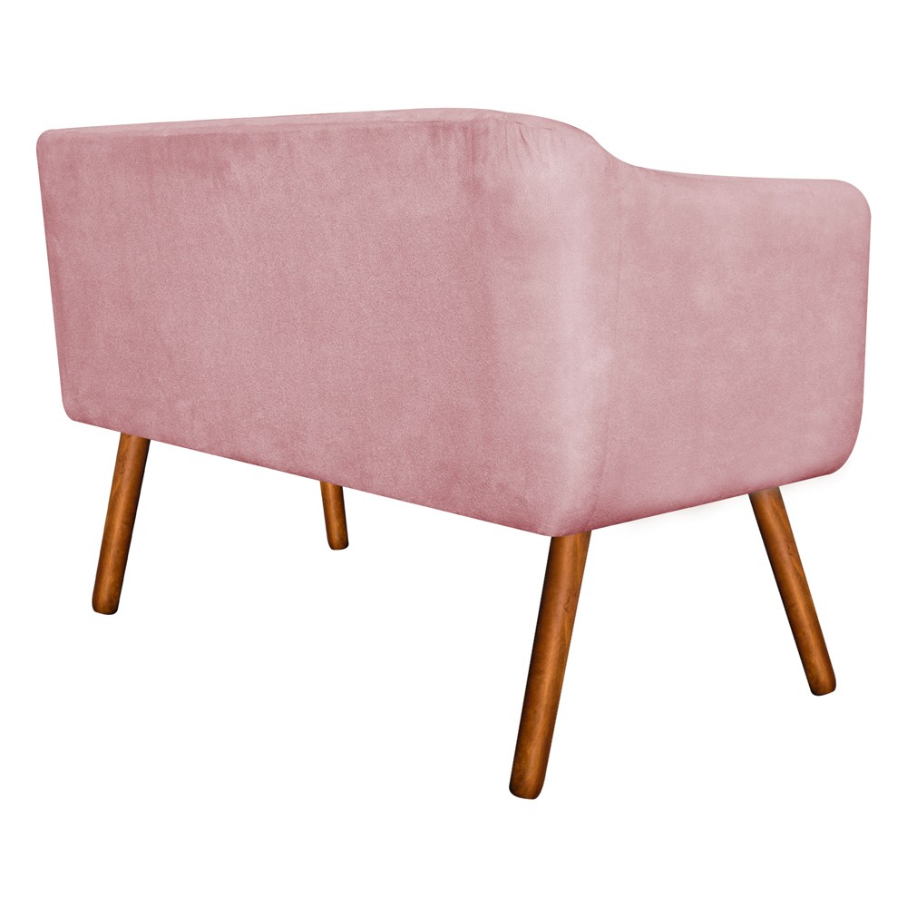 Namoradeira 02 Lugares Julia Suede Rose 140 cm Pés Palito Castanho - D'Rossi