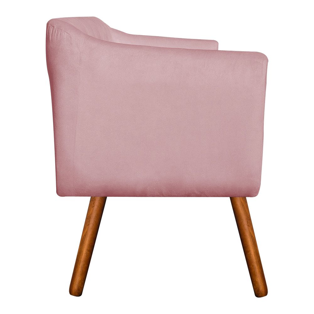 Namoradeira 02 Lugares Julia Suede Rose Pés Palito Castanho D'Rossi