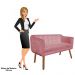 Namoradeira 02 Lugares Julia Suede Rose com Strass 140 cm Pés Palito Castanho - D'Rossi