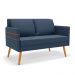 Namoradeira 02 Lugares Mari Suede Azul Marinho Pés Palito Castanho - D'Rossi
