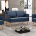 Namoradeira 02 Lugares Mari Suede Azul Marinho Pés Palito Castanho - D'Rossi