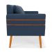 Namoradeira 02 Lugares Mari Suede Azul Marinho Pés Palito Castanho - D'Rossi