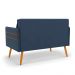 Namoradeira 02 Lugares Mari Suede Azul Marinho Pés Palito Castanho - D'Rossi