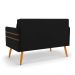 Namoradeira 02 Lugares Mari Suede Preto Pés Palito Castanho - D'Rossi