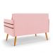 Namoradeira 02 Lugares Mari Suede Rosa Bebê Pés Palito Castanho - D'Rossi