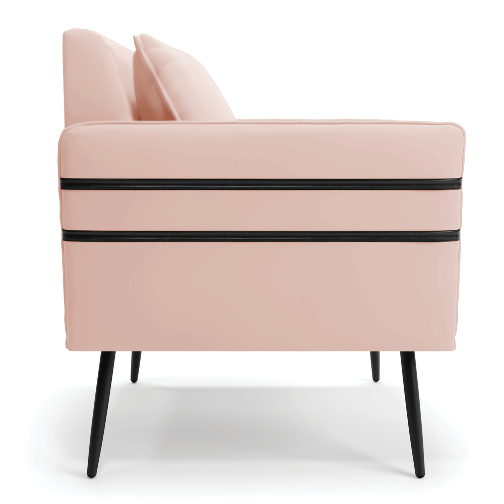 Namoradeira 02 Lugares Mari Veludo Rosê Pés Palito Castanho - D'Rossi