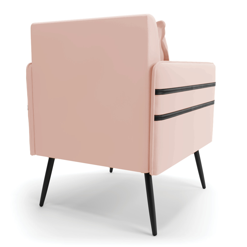 Namoradeira 02 Lugares Mari Veludo Rosê Pés Palito Castanho - D'Rossi