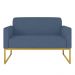 Namoradeira 02 Lugares Marisa Suede Azul Marinho Base Industrial Metálica Dourado D'Rossi