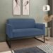 Namoradeira 02 Lugares Marisa Suede Azul Marinho Base Industrial Metálica Preto - D'Rossi