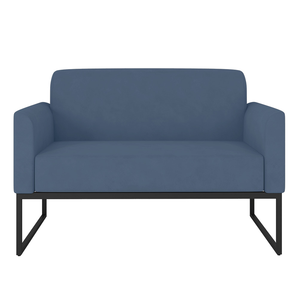 Namoradeira 02 Lugares Marisa Suede Azul Marinho Base Industrial Metálica Preto - D'Rossi