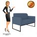 Namoradeira 02 Lugares Marisa Suede Azul Marinho Base Industrial Metálica Preto - D'Rossi