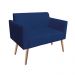 Namoradeira 02 Lugares Marisa Suede Azul Marinho Pés Palito Natural D'Rossi