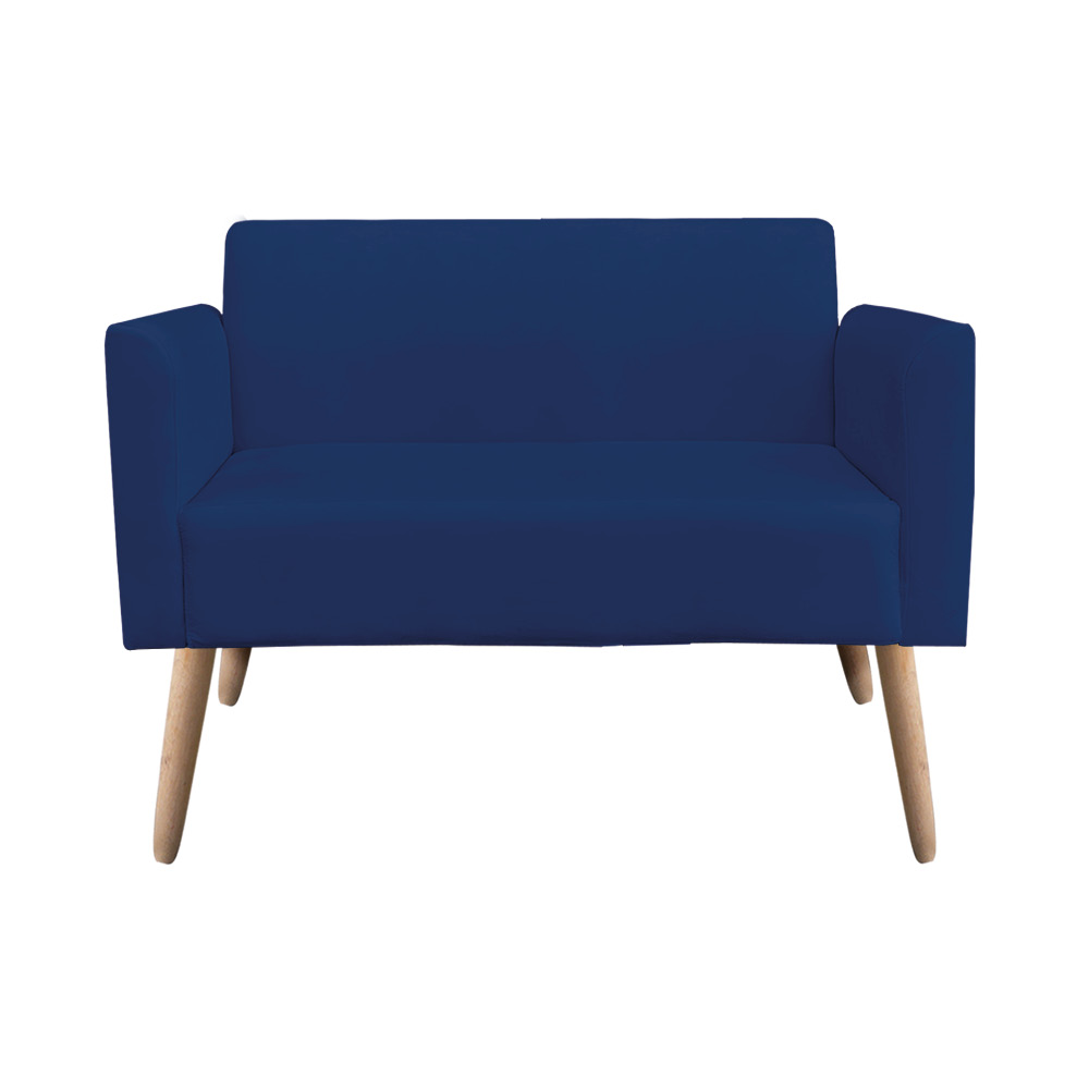 Namoradeira 02 Lugares Marisa Suede Azul Marinho Pés Palito Natural D'Rossi