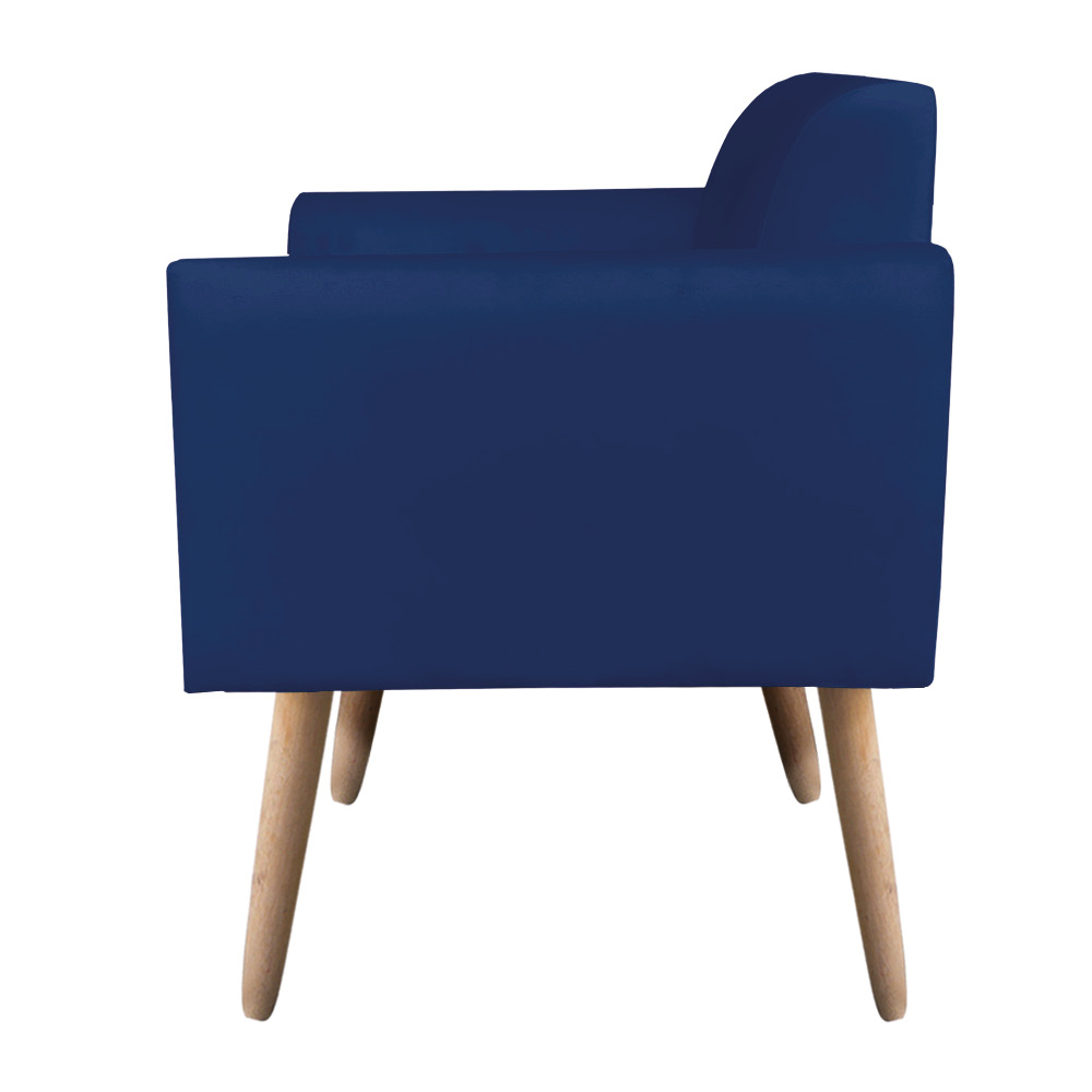 Namoradeira 02 Lugares Marisa Suede Azul Marinho Pés Palito Natural D'Rossi