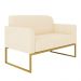 Namoradeira 02 Lugares Marisa Suede Bege Base Industrial Metálica Dourado D'Rossi