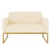 Namoradeira 02 Lugares Marisa Suede Bege Base Industrial Metálica Dourado D'Rossi