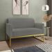 Namoradeira 02 Lugares Marisa Suede Grafite Base Industrial Metálica Dourado D'Rossi