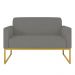 Namoradeira 02 Lugares Marisa Suede Grafite Base Industrial Metálica Dourado D'Rossi