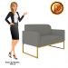Namoradeira 02 Lugares Marisa Suede Grafite Base Industrial Metálica Dourado D'Rossi