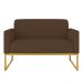 Namoradeira 02 Lugares Marisa Suede Marrom Base Industrial Metálica Dourado D'Rossi