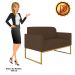 Namoradeira 02 Lugares Marisa Suede Marrom Base Industrial Metálica Dourado D'Rossi
