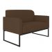 Namoradeira 02 Lugares Marisa Suede Marrom Base Industrial Metálica Preto - D'Rossi