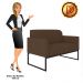Namoradeira 02 Lugares Marisa Suede Marrom Base Industrial Metálica Preto - D'Rossi