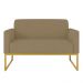 Namoradeira 02 Lugares Marisa Suede Marrom Rato Base Industrial Metálica Dourado D'Rossi