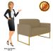 Namoradeira 02 Lugares Marisa Suede Marrom Rato Base Industrial Metálica Dourado D'Rossi