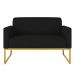 Namoradeira 02 Lugares Marisa Suede Preto Base Industrial Metálica Dourado D'Rossi