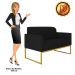 Namoradeira 02 Lugares Marisa Suede Preto Base Industrial Metálica Dourado D'Rossi