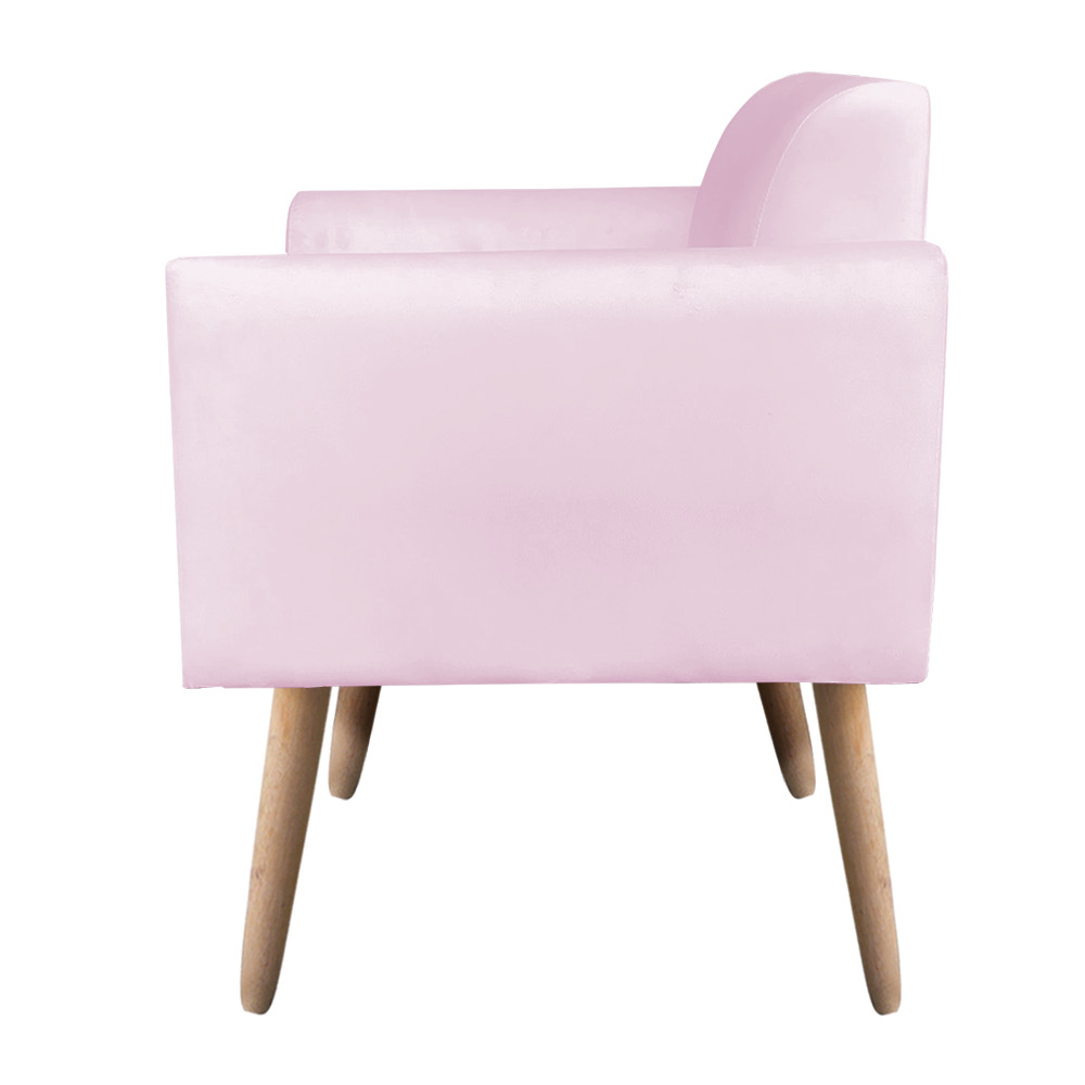 Namoradeira 02 Lugares Marisa Suede Rosa Bebê Pés Palito Natural D'Rossi