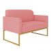 Namoradeira 02 Lugares Marisa Suede Rose Base Industrial Metálica Dourado D'Rossi