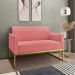 Namoradeira 02 Lugares Marisa Suede Rose Base Industrial Metálica Dourado D'Rossi
