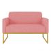 Namoradeira 02 Lugares Marisa Suede Rose Base Industrial Metálica Dourado D'Rossi